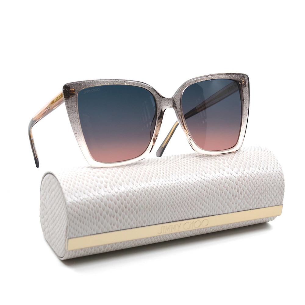JIMMY CHOO LESSIE/S HUDE GLITTER GREY WOMEN'S SUNGLASSES - Picture 3 of 14
